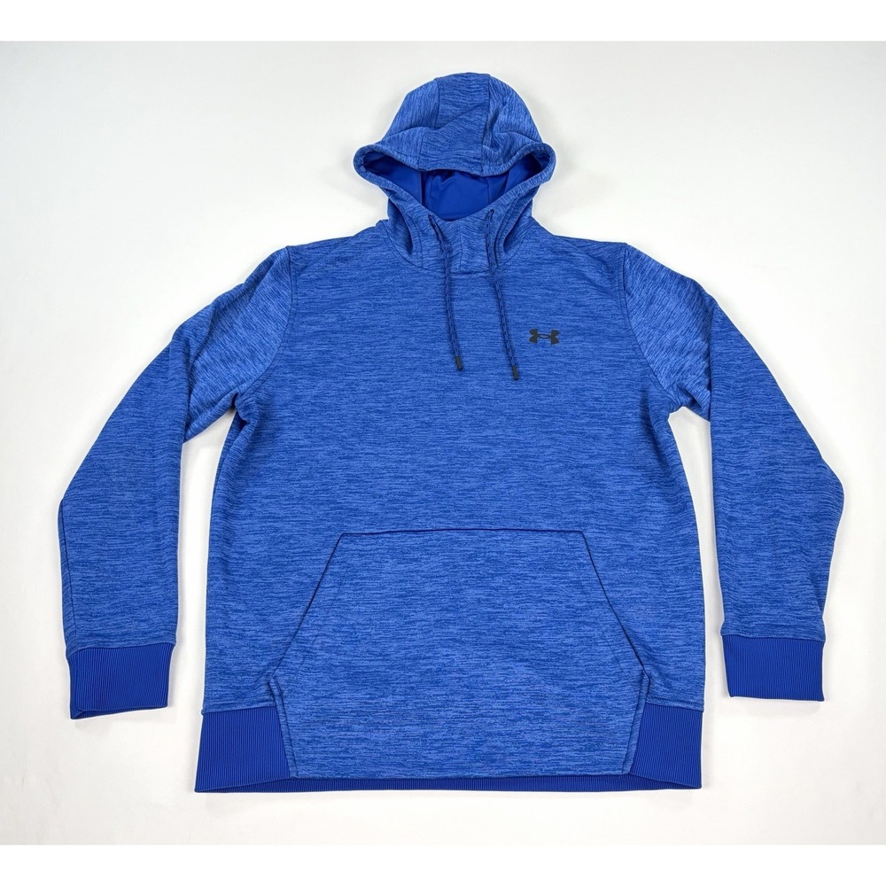 Under Armour ColdGear Hoodie Mens Medium Royal Blue Fleece Pullover Sweatshirt